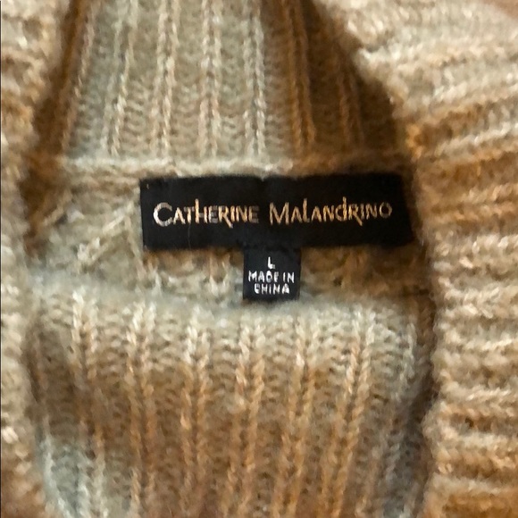 Catherine Malandrino sweater Khaki w/poof sleeve - Picture 3 of 4